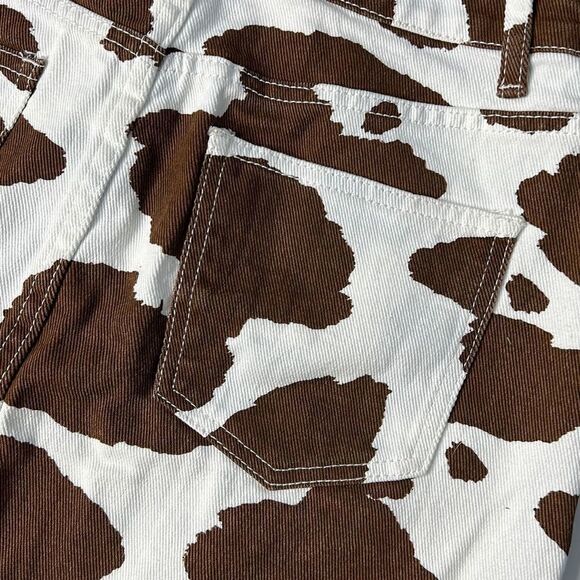 Shein Cow Print High Rise Mini Denim Skirt Medium - Picture 5 of 8